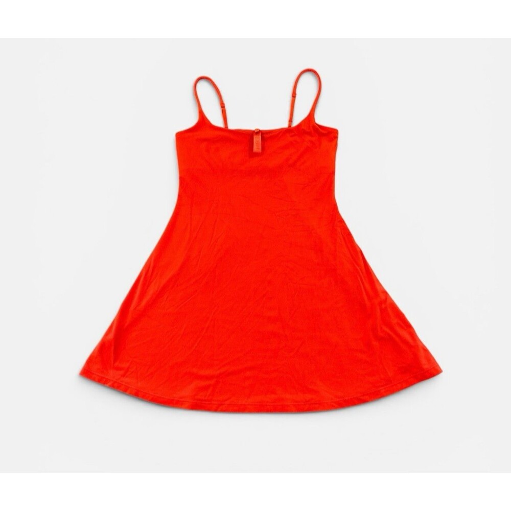 SKIMS Smooth Layers Scoop Neck Mini Dress Terra Womens Medium Built In Bra Modal